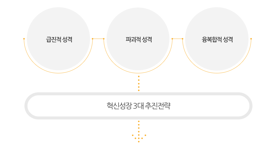 혁신성장 3대 추진전략 - 급진적 성격, 파괴적 성격, 유복합적 성격