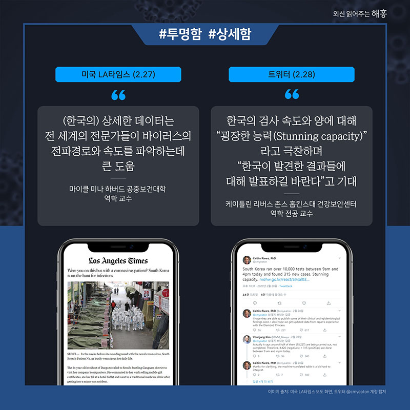 한국의 코로나19 대응 조치 관련 외신 동향 및 해외 전문가 반응 5}