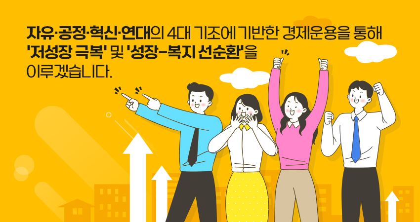 자유·공정·혁신·연대의 4대 기조에 기반한 경제운용을 통해 