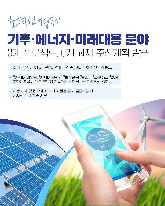 초혁신경제 기후·에너지·미래대응 분야 3개 프로젝트, 6개 과제 추진계획 발표